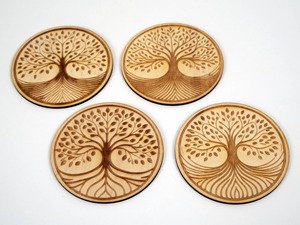 Premium <b>Tree</b> Design Engraved Coaster Ideal For Resin Cafe <b>Tabletop</b> Drink Protection And Natural Home Styling From India - Product Image 1