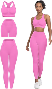 Ensemble de yoga unisexe sexy avec soutien-gorge à bretelles croisées au dos, coupe douce, taille haute, léger, et legging de compression antichoc pour le fitness et l'entraînement - Product Image 3