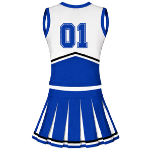 Ensemble uniforme de cheerleading bleu roi, haut sans manches à col en V, jupe plissée, pour entraînement et performance de danse d'équipe sportive - Product Image 2