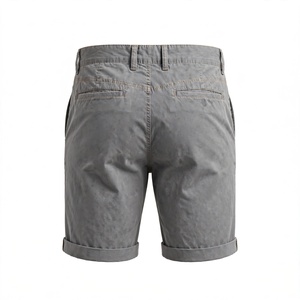 Shorts Bermuda Gris pour Homme, Taille Élastique Mi-Haute, Imperméables, en Polyester/Coton, Couleur Unie, Tissu Tricoté, avec Poches - Product Image 2