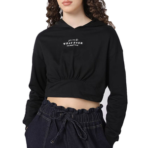 Sudadera con Capucha Corta de Manga Larga para Mujer, Top Deportivo, Ropa Deportiva, Fitness, Ajuste Delgado, Pullover Atlético - Product Image 1