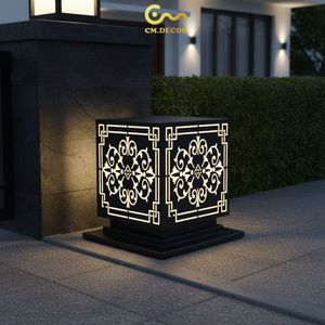 Lámpara de Columna LED con Patrón Victoriano, Decoración Vietnamita CM, para Exteriores, Jardín, Villa, Negra, E27, IP65, Metálica, AC 220V (±10%) - Product Image 2