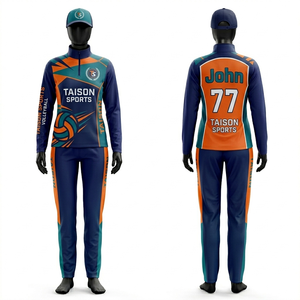 High performance 210 GSM breathable polyester spandex women volleyball training suit bold color <b>block</b> panels sublimation logo - Product Image 2