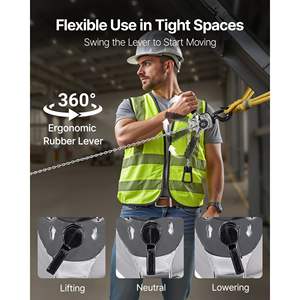 Palans à chaîne manuels robustes 1/4T 550LBS Capacité 5FT Levée Acier allié G80 Double poulie Frein mécanique Crochets rotatifs à 360° - Product Image 6