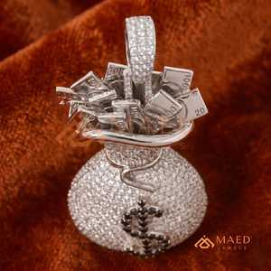 Silver Money Bag Moissanite Pendant <b>Charm</b> Hip Hop Fashion Pendant Necklace Luxury Unisex Jewelry Los <b>Angeles</b> Style Premium Iced - Product Image 1