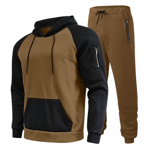 Conjunto Deportivo de Invierno para Hombre de Alta Calidad, 100% Algodón, Sudadera con Capucha, Diseño Color Block, para Atletismo, Running, Yoga, Venta al Por Mayor, OEM - Product Image 1