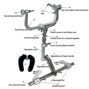 Surgical Skull <b>Clamp</b> Head Fixation System Set with Three Pin Head <b>Clamp</b> Adjustable Articulating Arm and Operating <b>Table</b> Mount - Product Image 2
