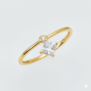 Anillos de Joyería Minimalistas de Moda, Chapados en Oro de 14K, Anillo de Compromiso con Diamante Cultivado en Laboratorio, Corte Princesa Simple, Anillo de Promesa para Mujer - Product Image 5