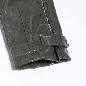 OEM Service Manufacturer Design <b>Men's</b> Cowhide Leather <b>Jacket</b> Canvas Fabric Stand Collar Front Logo-High Quality Customizable - Product Image 4