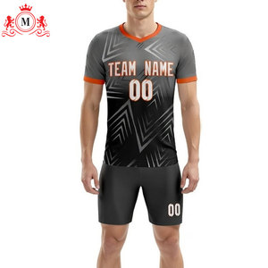Custom Sublimation Football Jersey Shorts Set Gray Orange Breathable Polyester Adult Unisex Uniform Team <b>Name</b> Number - Product Image 4