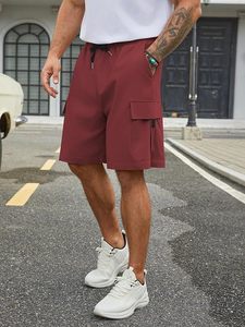 Men's Casual Oxford Solid Spandex/<b>Nylon</b> Stretch Breathable Anti-Wrinkle Anti-UV Quick-Dry Mid Waist 220g Drawstring <b>Shorts</b> - Product Image 4