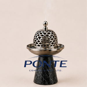 New Modern Marble Base <b>Bakhoor</b> Burner Silver Metal Lid Spring Eco-Friendly Elegant <b>Oud</b> Home Fragrance Spiritual Aromatherapy - Product Image 3