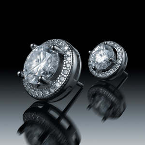 Pendientes de Plata de Ley 925 con Halo Redondo, Pendientes Clásicos con Círculo de Diamantes para Hombre y Mujer - Product Image 2