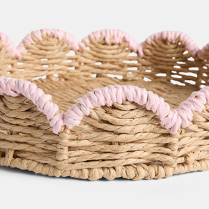 Natural <b>Paper</b> Scalloped <b>Tray</b> Handwoven Eco Friendly Serving Basket Wholesale Home Decor Kitchen Dining Decorative Organizer Bulk - Product Image 3