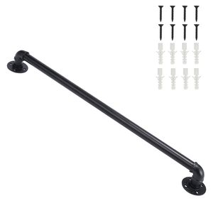 Ringhiera per scale da cortile in ferro da 3FT, nera, ecologica, sicura, in acciaio, per uso in cucina, soggiorno, scuola, bagno, alluminio quadrato - Product Image 1