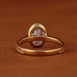 Luxury Oval Cut Lab Grown Diamond Engagement <b>Ring</b> 14K <b>Gold</b> Vintage Bezel <b>Set</b> Solitaire <b>Ring</b> Handmade Fine Jewelry - Product Image 4