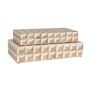 Boîte à bijoux rectangulaire en bois avec couvercle, design moderne artisanal, boîte de rangement à 1 niveau - Product Image 5