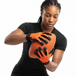Guantes de Fútbol Americano con Pantalla Táctil, de Cuero Rojo y Negro, Transpirables, Antideslizantes, con Correa Ajustable para la Muñeca, Unisex, para Todas las Temporadas, de Poliéster - Product Image 3