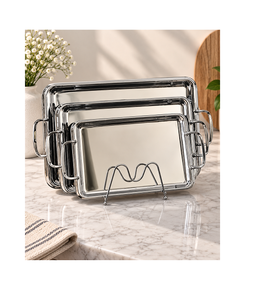 Customized Size And Shape <b>Chocolates</b> Sweets Serving Tray <b>Fancy</b> Design Stainless Steel Dry Fruits Serving Tray In India - Product Image 1