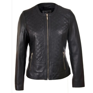 Chaqueta de cuero de piel de oveja de alta calidad para mujer, chaqueta de cuero transpirable y ligera a la venta - Product Image 1