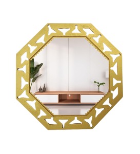 New design octagonal brass antique finished metal wall <b>mirror</b> available in customized sizes shapes designs colors for dining - Product Image 1