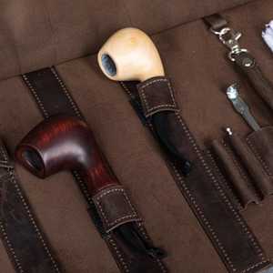 Estuche de Viaje para Pipas de Tabaco, de Cuero Genuino, Estilo Vintage, con Cierre de Cremallera, Personalizable, Venta al Por Mayor de Fábrica, PRB-0026 - Product Image 5