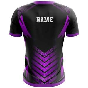 Maillot de football personnalisé noir et violet, uniforme d'équipe, chemise de sport à manches courtes avec logo - Product Image 3