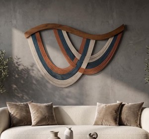 Décoration murale en macramé géométrique abstrait, design minimaliste, décoration de chambre à coucher, œuvre d'art unique - Product Image 2