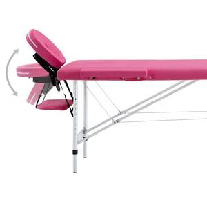 Table de massage pliable en aluminium rose à 2 zones et lit de massage - Product Image 5