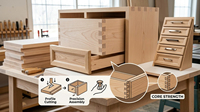 Panel Frontal de Cajón de Madera Maciza Moderna (Forma Rectangular/Cuadrada) para Dormitorio, Baño, Sala de Estar, Muebles de Hotel - Garantía de 5 Años