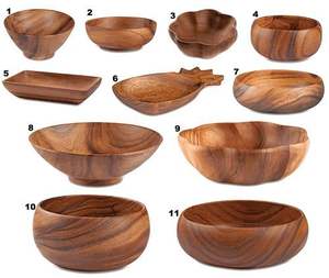 Tazón Redondo de Madera Maciza Multiusos para Servir Desayuno, Aperitivos, Sopa, Ensaladas, para el Hogar y la Cocina - Product Image 4