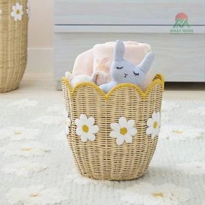 Cesta de Almacenamiento Multiusos Vintage Ecológica de Bambú con Diseño de Margarita - Product Image 3