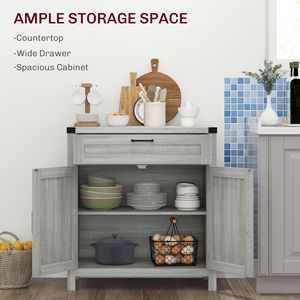 Modern Farmhouse <b>Sideboard</b> Storage Cabinet Antique Design Gray Buffet with 2 Barn Doors Drawer for Living Room or Dining Room - Product Image 4