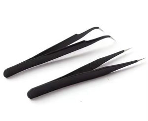 Pinces à cils pour extensions, lot de 2 (droites et courbées), pinces à sourcils, pour cils personnalisés, ensemble en acier inoxydable, meilleures ventes - Product Image 4
