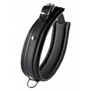 Leather Padded Neck <b>Collar</b> Red/Black Custom Logo Adult Toys <b>Bdsm</b> Kinky Fetish Gear - Product Image 5