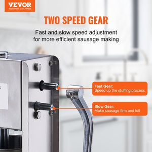 Insaccatrice Manuale a Doppia Velocità 7 L/15 LBS, Insaccatrice Verticale per Carne in Acciaio Inox 304 per Uso Alimentare, per la Preparazione di Salsicce - Product Image 2