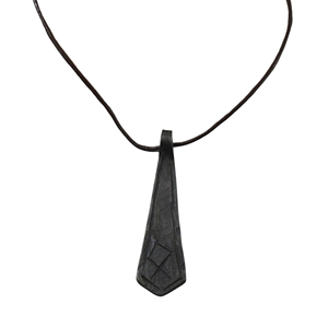 Collar con colgante de hoja forjado a mano de hierro negro clásico, estilo rústico, étnico, con cordón largo, venta al por mayor - Product Image 3