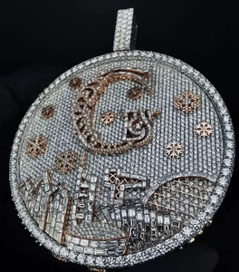 Custom Hip Hop Fine Jewelry Letter <b>Initial</b> Name Letter Customize 925 <b>Silver</b> Iced Out Vvs Moissanite Diamond Two Tone <b>Pendant</b> - Product Image 1