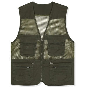 Chaleco Táctico de Malla Verde Oliva para Hombre con Múltiples Bolsillos, Cierre de Cremallera, Transpirable, para Actividades al Aire Libre, Verano - Product Image 1