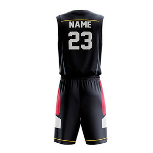 Ensemble d'uniformes de basketball pour hommes, noir, rouge, blanc, maillot sans manches avec numéro 23, impression par transfert thermique, style sportif à séchage rapide - Product Image 3