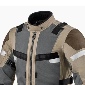 Chaqueta de Motociclista para Hombre Color Caqui con Bloques de Color, Transpirable, con Cuello Alto y Cremallera - Product Image 4