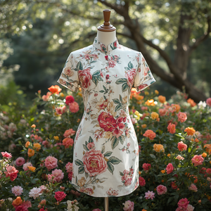 Vestido Corto de Manga Corta para Mujer, Cuello Mandarín, Informal, Ligero, Cómodo, para Uso Diario, con Personalización OEM - Product Image 3