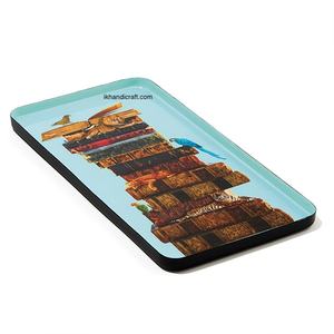 Plateau rectangulaire suspendu en métal émaillé à motif d'oiseau à carreaux, résistant à la chaleur, multifonctionnel, décoratif, de la collection Diva - Product Image 2