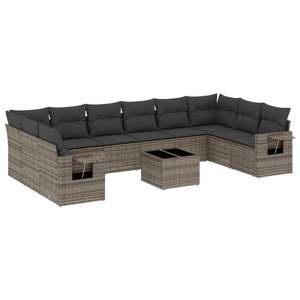 Conjunto de Sofá de Jardín de Ratán PE Gris con Acero con Recubrimiento en Polvo y Vidrio Templado, Muebles de Exterior Premium - Product Image 2