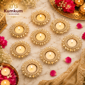 Kundan Work <b>Tealight</b> Candle Holder Indian Traditional Decoration <b>Lanterns</b> Candle Jars Home Decor Housewarming Festive Favors - Product Image 5