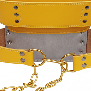 Cinturones de cuero PU para ejercicios con cadena, cinturón de levantamiento de pesas con cadena para entrenamiento con barra, cinturones de soporte lumbar protectores - Product Image 4