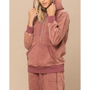 Women's Custom Logo Thick Fleece Breathable Fit 100% Cotton Pullover Tracksuit 2-Piece <b>Set</b> Winter Casual Solid Jogging Cotton - Product Image 2