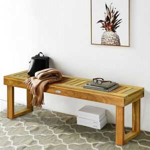 Panca da pranzo da esterno in legno di acacia da 52 pollici con seduta a doghe - Product Image 3