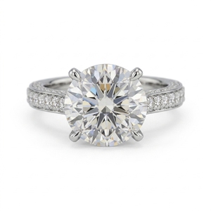 Anillo de Lujo de Platino con Diamantes Cultivados en Laboratorio Certificados IGI, Corte Brillante, Engaste de Puntas, Joyería Fina Elegante para Mujer, Estilo Moderno para Fiesta - Product Image 1