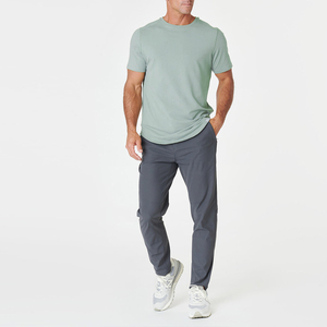 T-shirts en coton doux pour hommes, vente en gros, t-shirts unis, personnalisables avec logo, manches courtes, coupe classique - Product Image 4